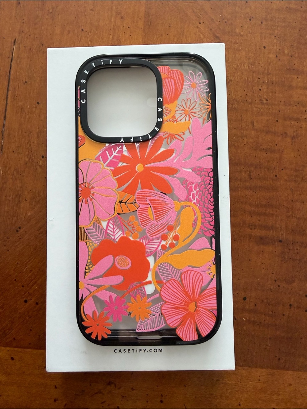 Casetify Pink and Orange Floral iPhone 16 Pro Case - Bold Bloom Design